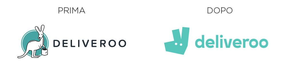 Deliveroo, nuova identity: logo prima e dopo